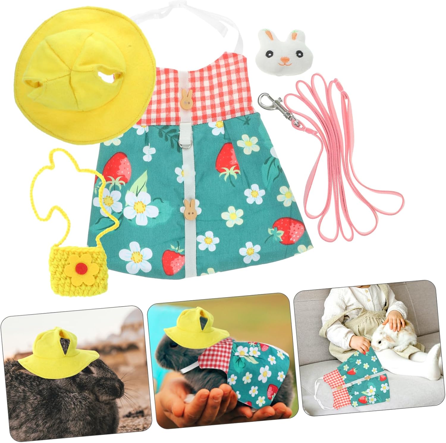 Ipetboom Rabbit Clothes Harness with Traction Rope Small Animal Outdoor Vest for Bunnies and Stylish Bunny Leash for Safe Walks