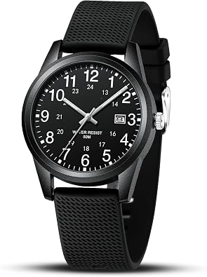 Analog Sports Unisex Watch, 30M Waterproof Military Time Wristwatch, Glowing Easy to Read Dial Sport Watches for Men and Women