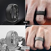 Vista 25 de Egnaro Anillos de boda de silicona para hombre: 1/4/6/7 Multipack de anillos de boda de goma con arco interior Diseño ergonómico transpirable