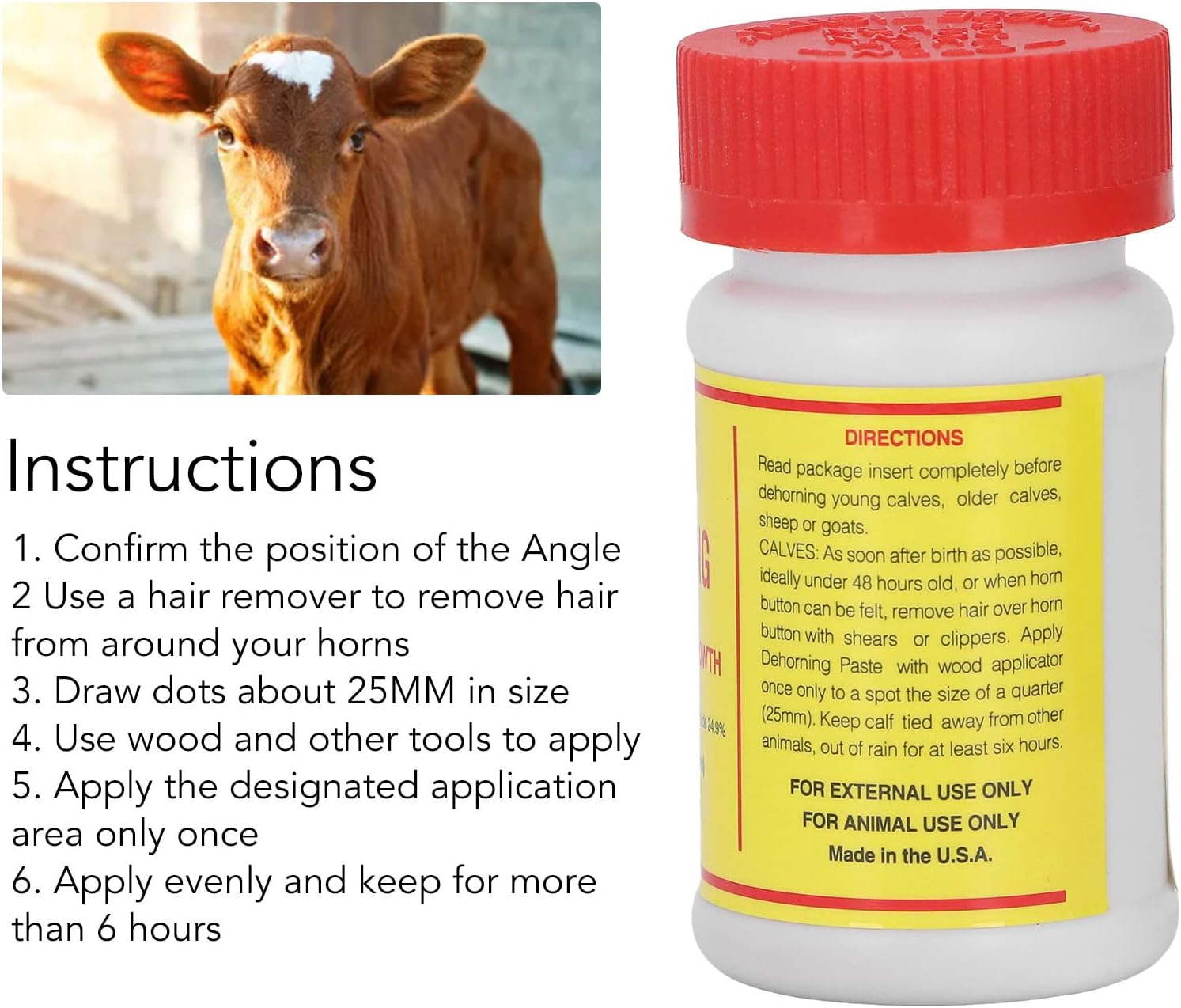 Dehorning Paste,5.2 ozCattle Dehorner Paste,Economical Dehorning Solution for for Livestock Health Supplies