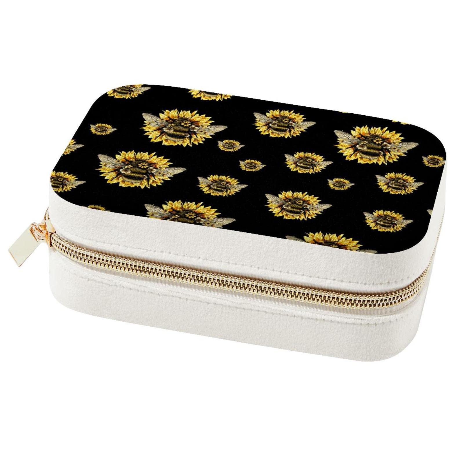 Cadeaux de demoiselle d'honneur boîte à bijoux abeille et tournesol de voyage