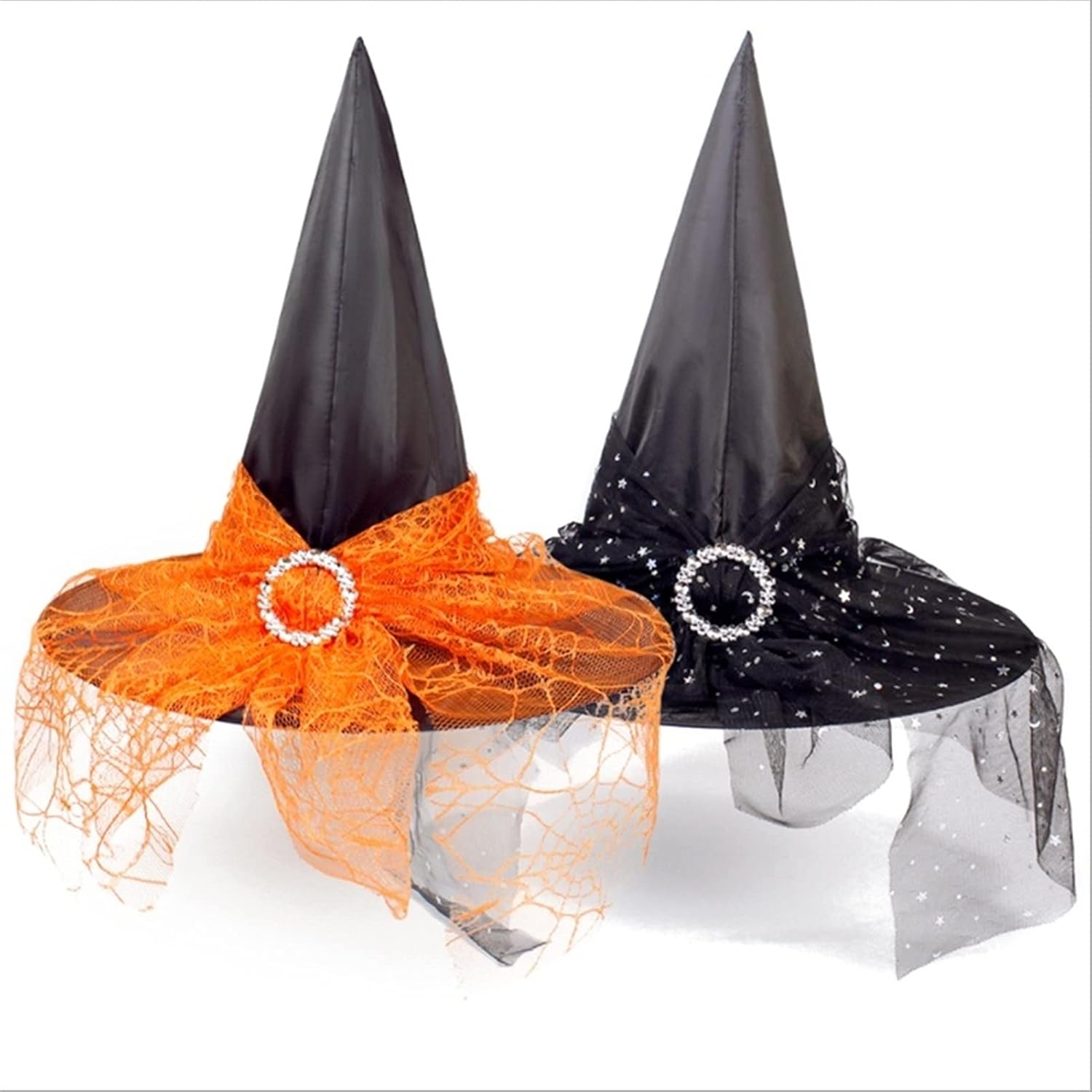 YUNHENTONG Chapeau De Sorcière Femme Chapeau Sorciere Noir Witch Hat Tissu Satiné Witch Hat Pour Carnaval, Halloween, Fête à Thème, Mascarade