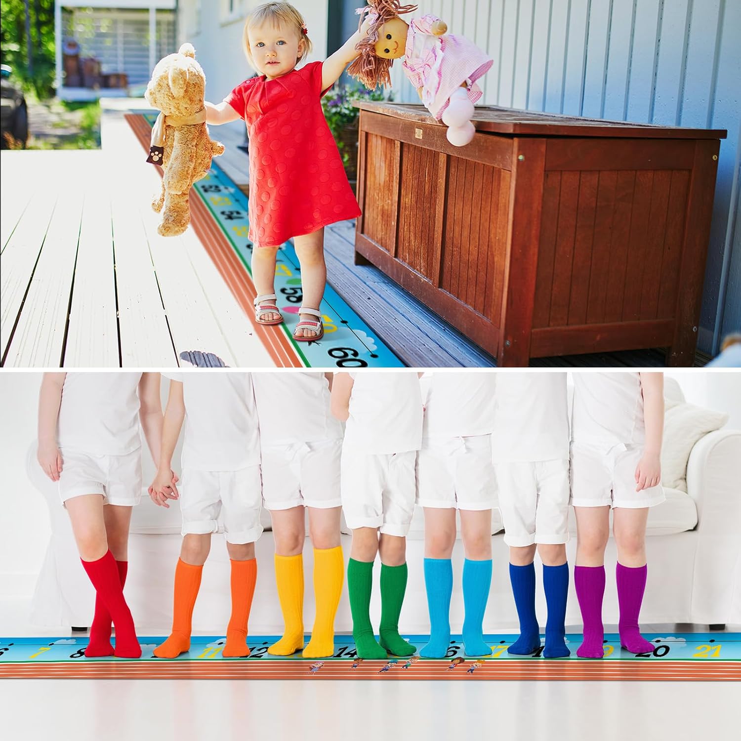 Nuanchu 2 Pcs Kids Number Line Mats 0-30 31-60 Number Mats 22 ft x 12 Inch Educational Tools Back to School for Kids Home School Classroom Math Learning(Path Floor)