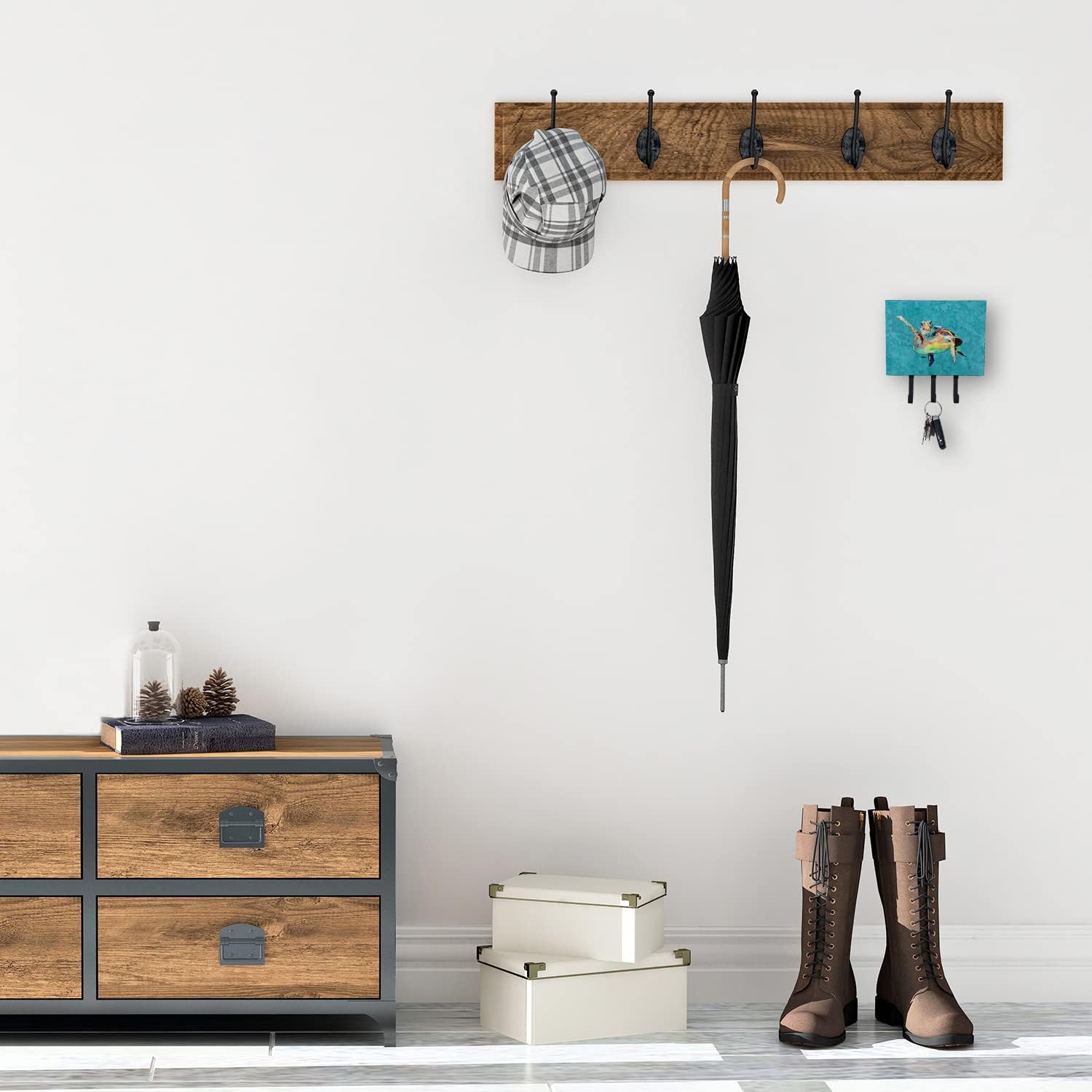 Caroline's Treasures 8672TH68 Turtle Leash or Key Holder, Wall Hooks, Key Hooks Holder, Coat Rack Wall Mount, Coat Hooks, Hooks for Hanging Keys, Towels, Aprons, Leashes,