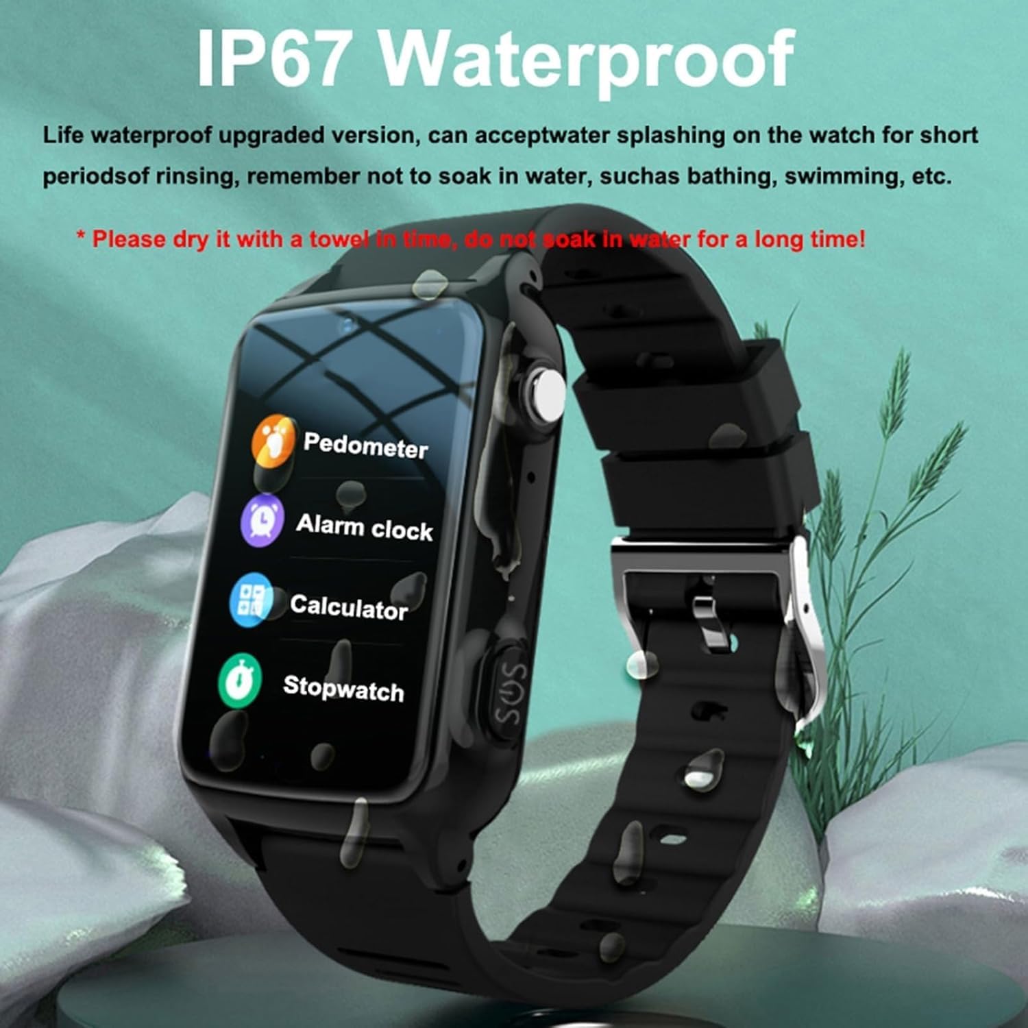 Genérico Detección de Caídas 4G Reloj Localizador GPS Personas Mayores Detector Caída Smartwatch Botón SOS para Alzheimer (Negro)