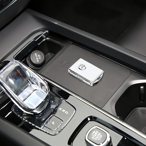 Miniatura 2 de Funda para llavero de automóvil para Volvo S60 S90 XC40 XC60 XC90 V60 V90, regalos para hombres y mujeres (plata cepillada)