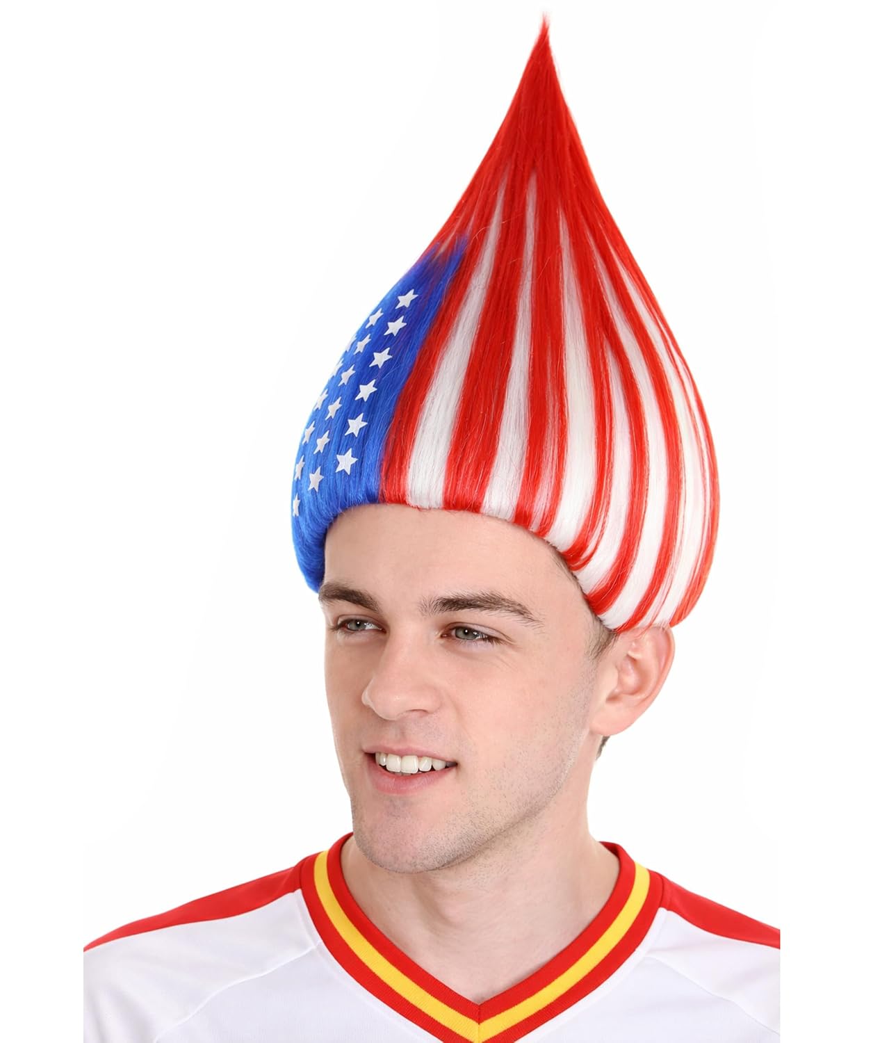 Unisex Flag Troll Wigs, United America Sports-Approved, Flame-Retardant Synthetic Fiber