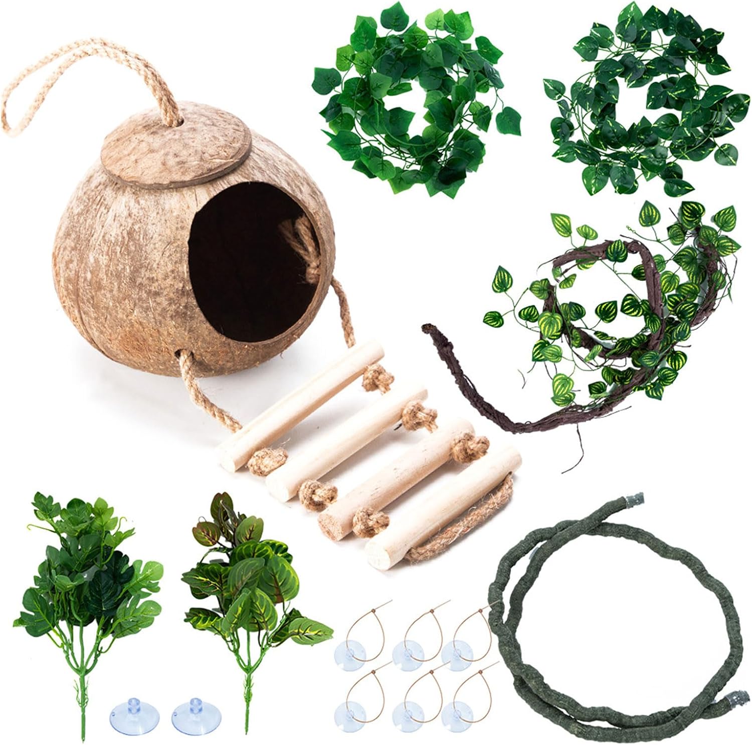 Artificial Reptiles Plant for Climbing Hideouts Terrarium Jungle Bendable Vine Amphibian Habitat Ornaments ()