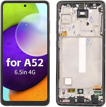 Phone Screen Replacement for A52 4G, 6.5in Digitizer Touch Display Assembly with Frame, Repair Tool Kit A536 A525F A525M DS Black