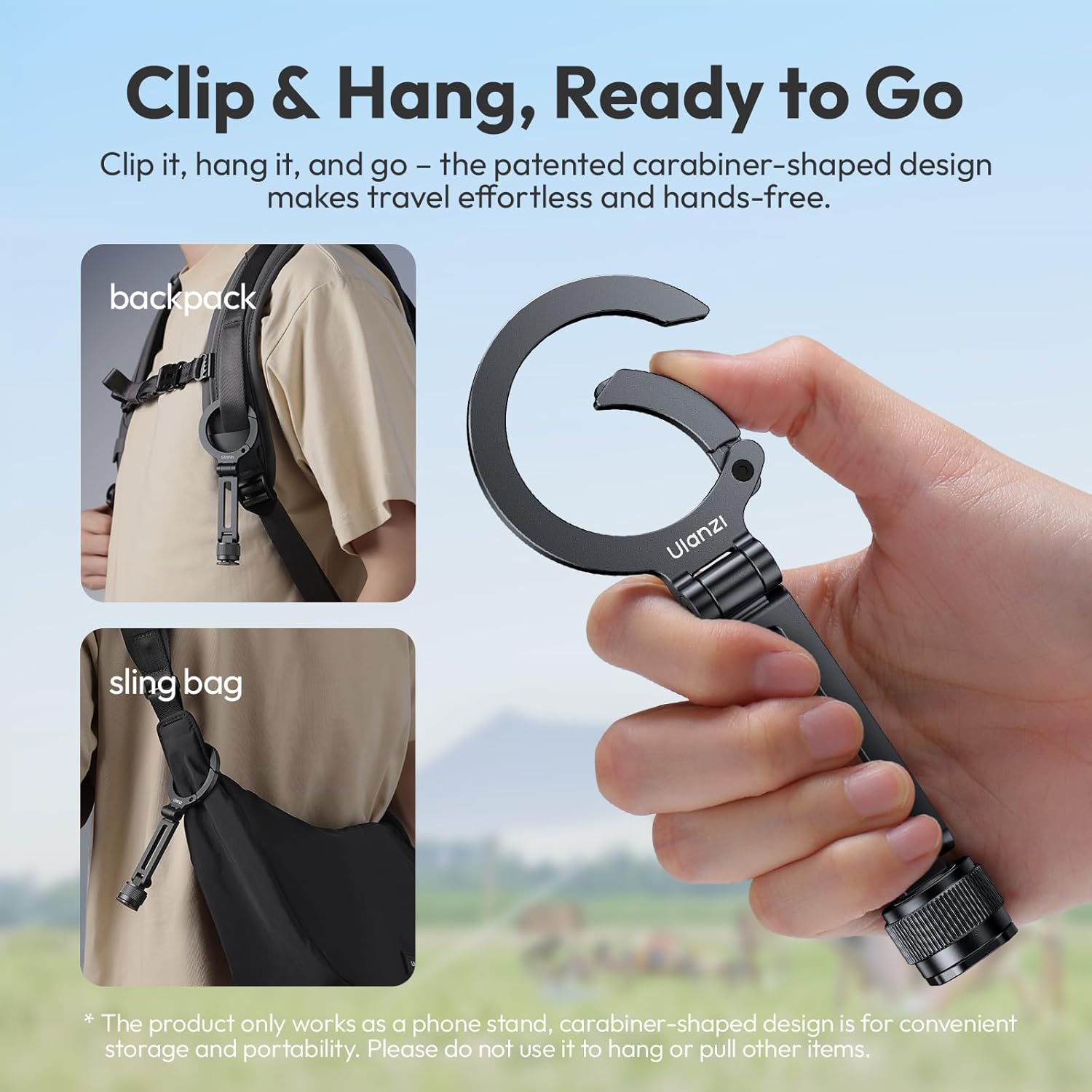 ULANZI Magnetic Phone Tripod Mount for MagSafe, Aluminum Camera Phone Holder with 1/4" Screw & Cold Shoe,Carabiner Design, Compatible with iPhone 17/16/15/14/13/12 Series