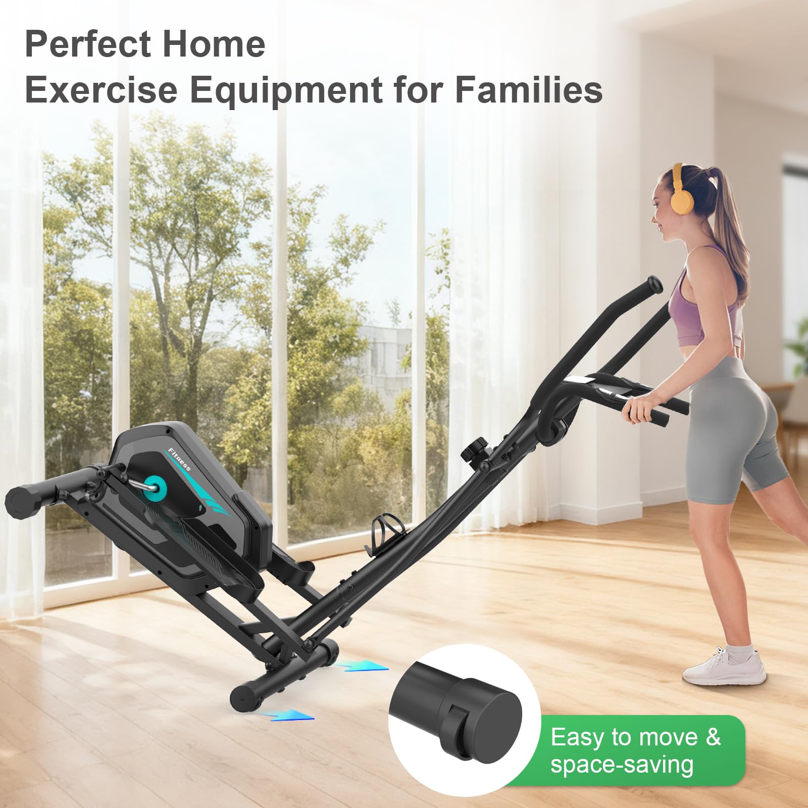Vélo Elliptique Ultra-Silencieux pour La Maison, avec 16 Niveaux de Résistance, Volant d'inertie Magnétique de 6 kg, Bluetooth, écran LCD et capteur de fréquence Cardiaque.