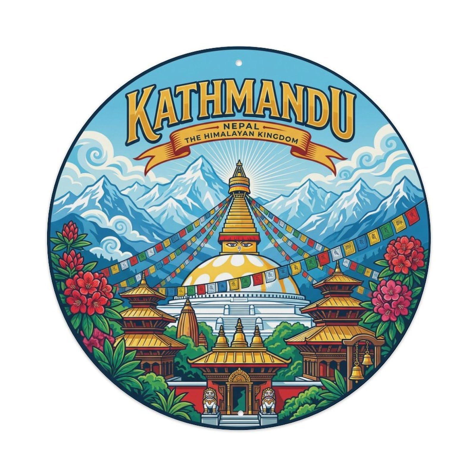 Vintage Travel Nepal Kathmandu Metal Tin Sign