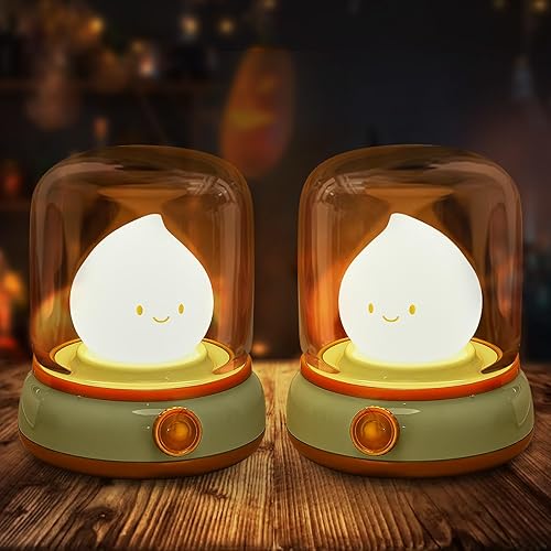 Luz nocturna de fogata fantasma, lámpara de escritorio recargable, bonita lámpara de mesa fantasma, luz ambiental ajustable, lámpara de noche que