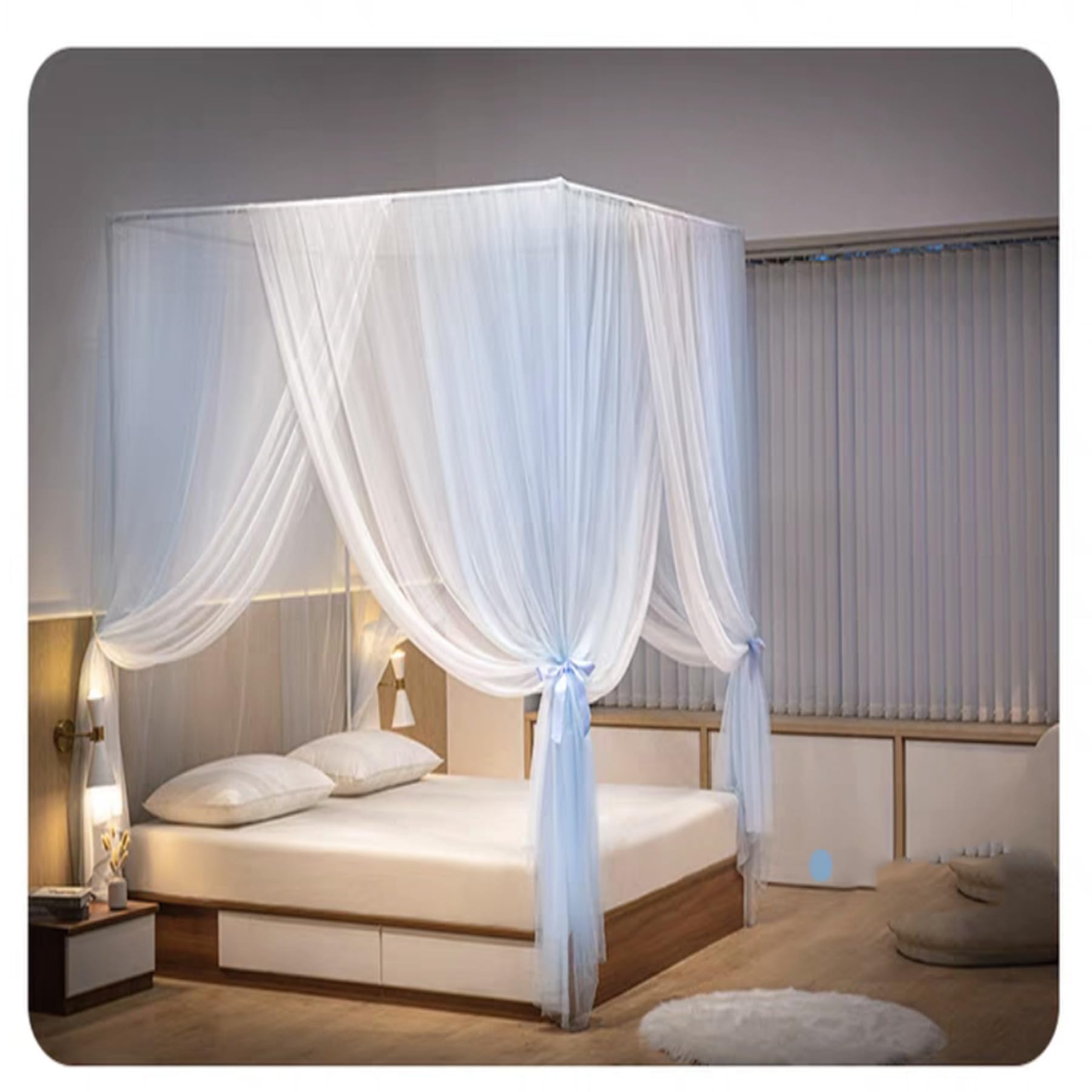 Cadre De Lit Moustiquaire SOLUSTRE - Structure En Acier Inox, 220x200x200 Cm, Assemblage Facile Pour Chambre Moderne