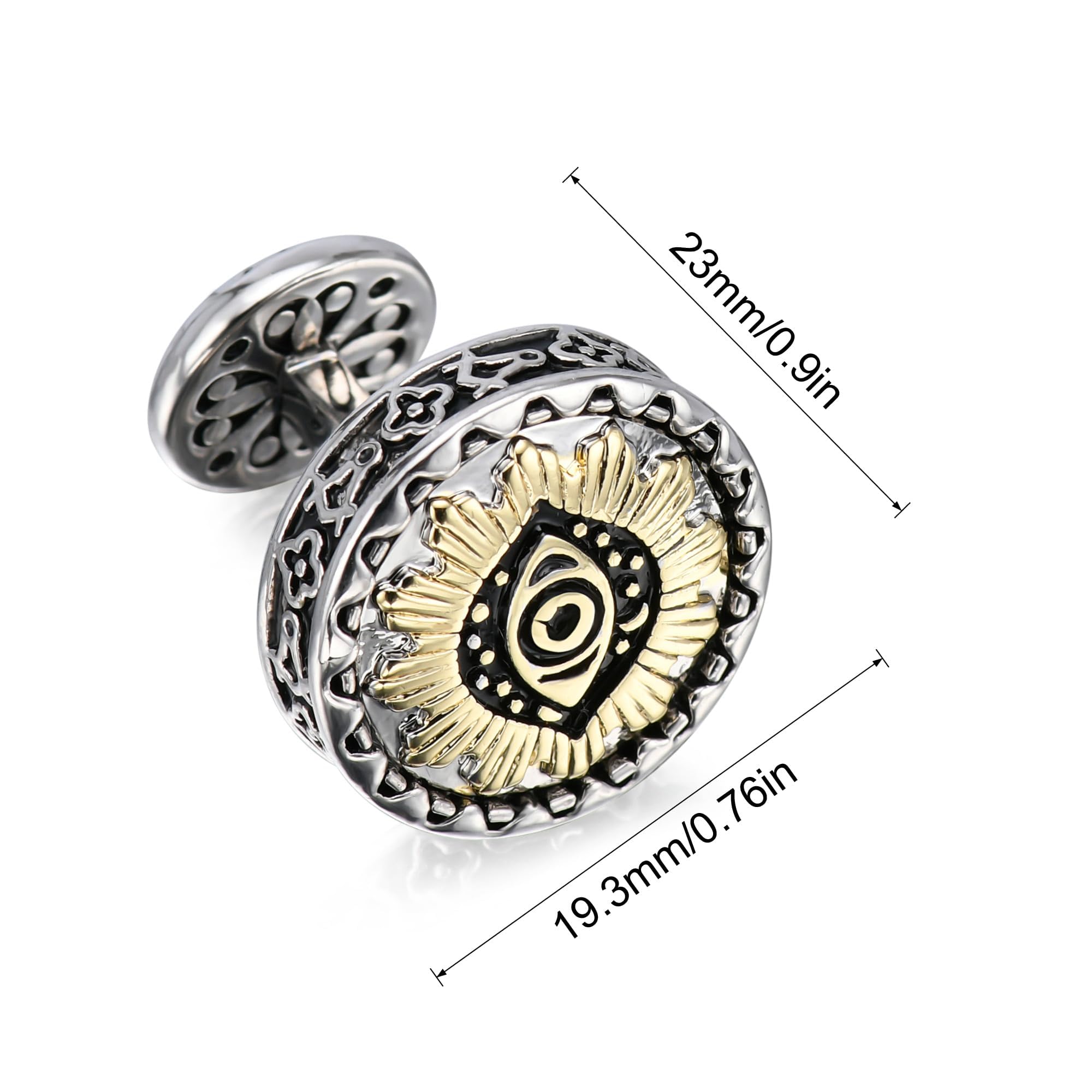 Gemelli d'oro 18 carati e platino - Eye Totem Design, regali per uomini e testimoni, con confezione regalo, ideali per matrimoni e affari