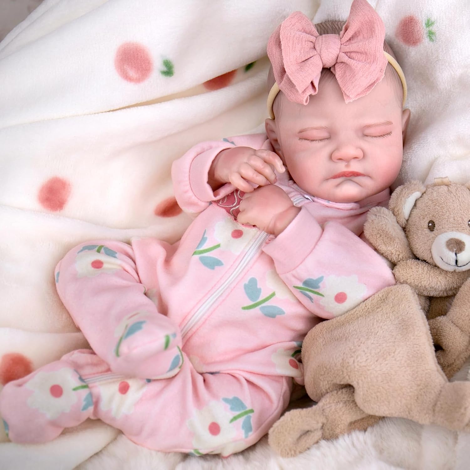 UOFTKIZ Realistic Reborn Baby Dolls - 20" Lifelike Baby Girl Dolls, Sleeping Doll with Cloth Body, Gift for Kids 3+, Grandma, New-Parents, Collectors
