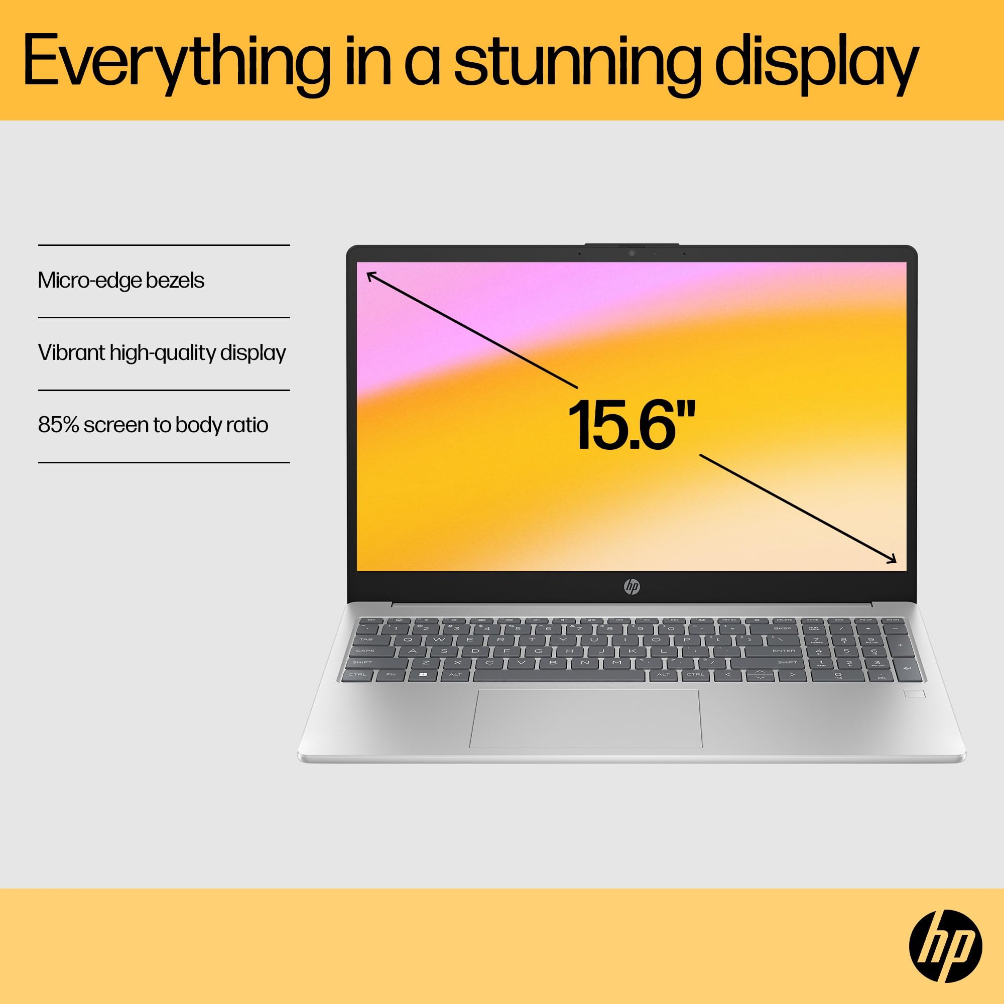 HP 15.6” Laptop | AMD Ryzen 5 7520U Processor | 16 GB RAM | 1 TB SSD | AMD Radeon Graphics | FHD Display | Up to 11.5 hrs battery | Dual Speakers | Windows 11 | Silver | 15-fc0002sa — view 5