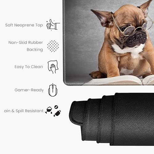 Miniatura 3 de Alfombrilla de mouse XL grande de 24 x 12 pulgadas, alfombrilla de escritorio para perros, alfombrilla de escritorio larga para computadora grande,