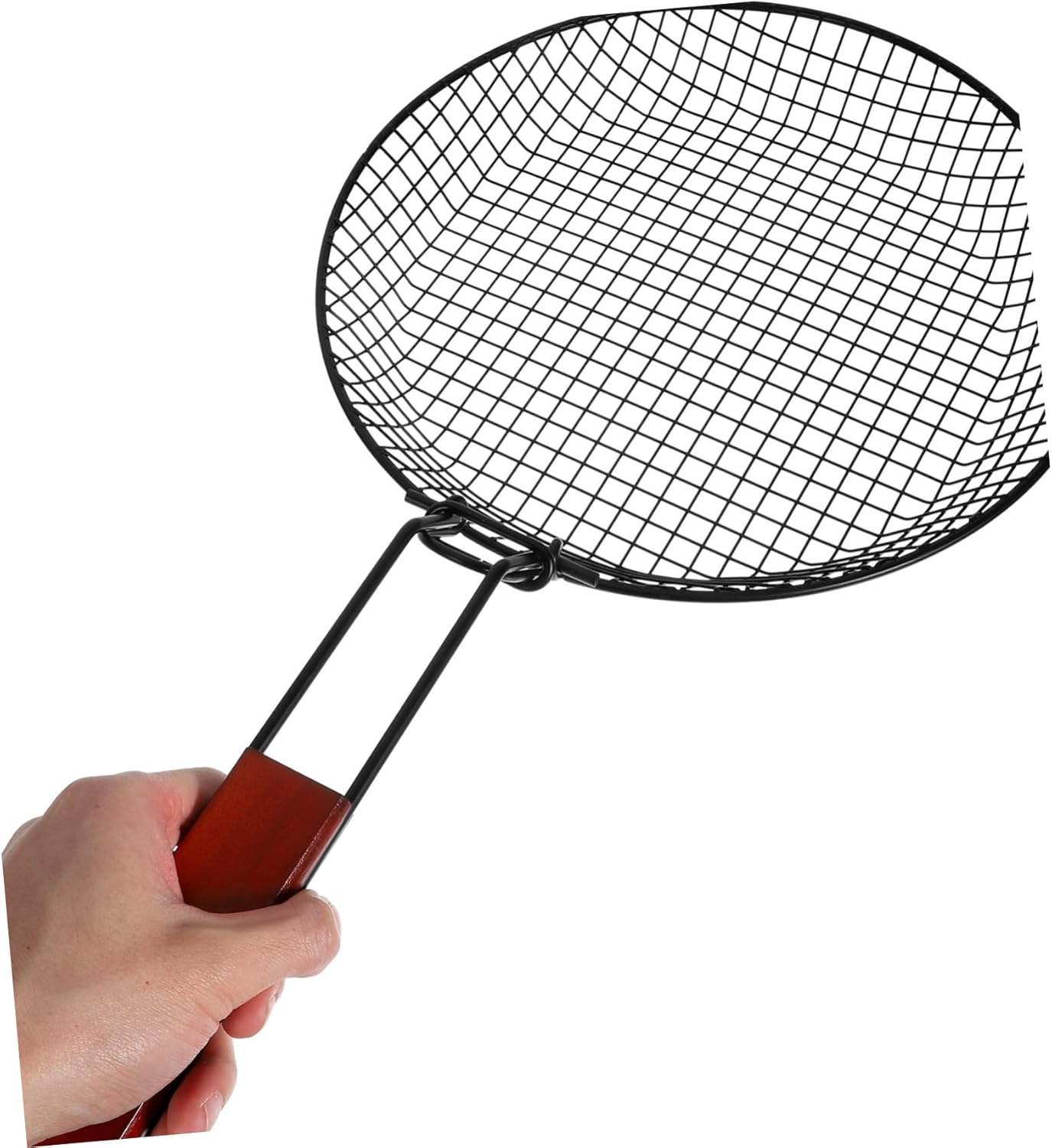 OUNONA Stainless Steel Folding Grill Basket Portable BBQ Tool for Outdoor Cooking Multi-Function Frying and Vegetable Grilling Basket Handle