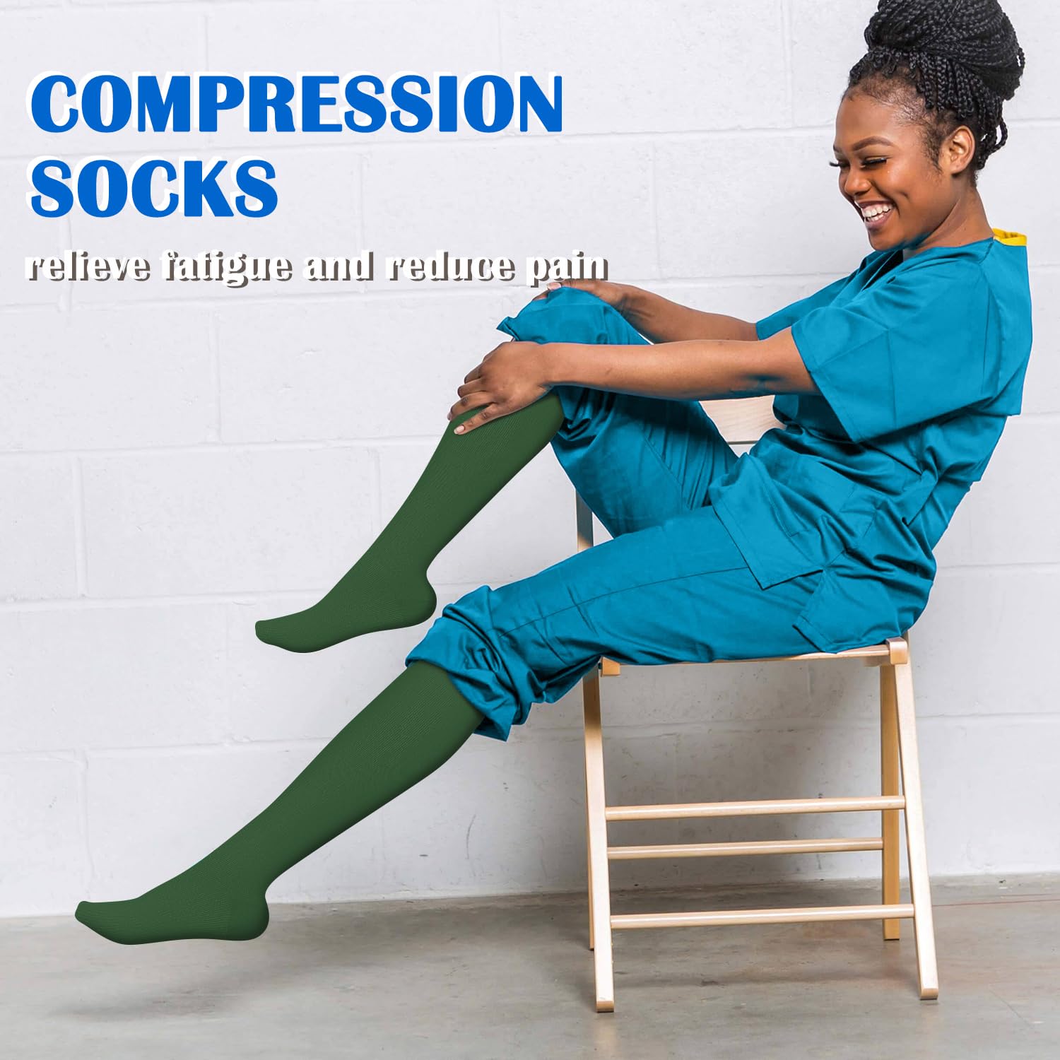 Aoliks Calcetines de compresión para mujeres y hombres, calcetines de circulación hasta la rodilla para enfermeras atléticas