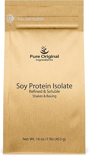 PURE ORIGINAL INGREDIENTS Aislamiento de proteína de soja, siempre pura, sin rellenos ni aditivos (1 libra)