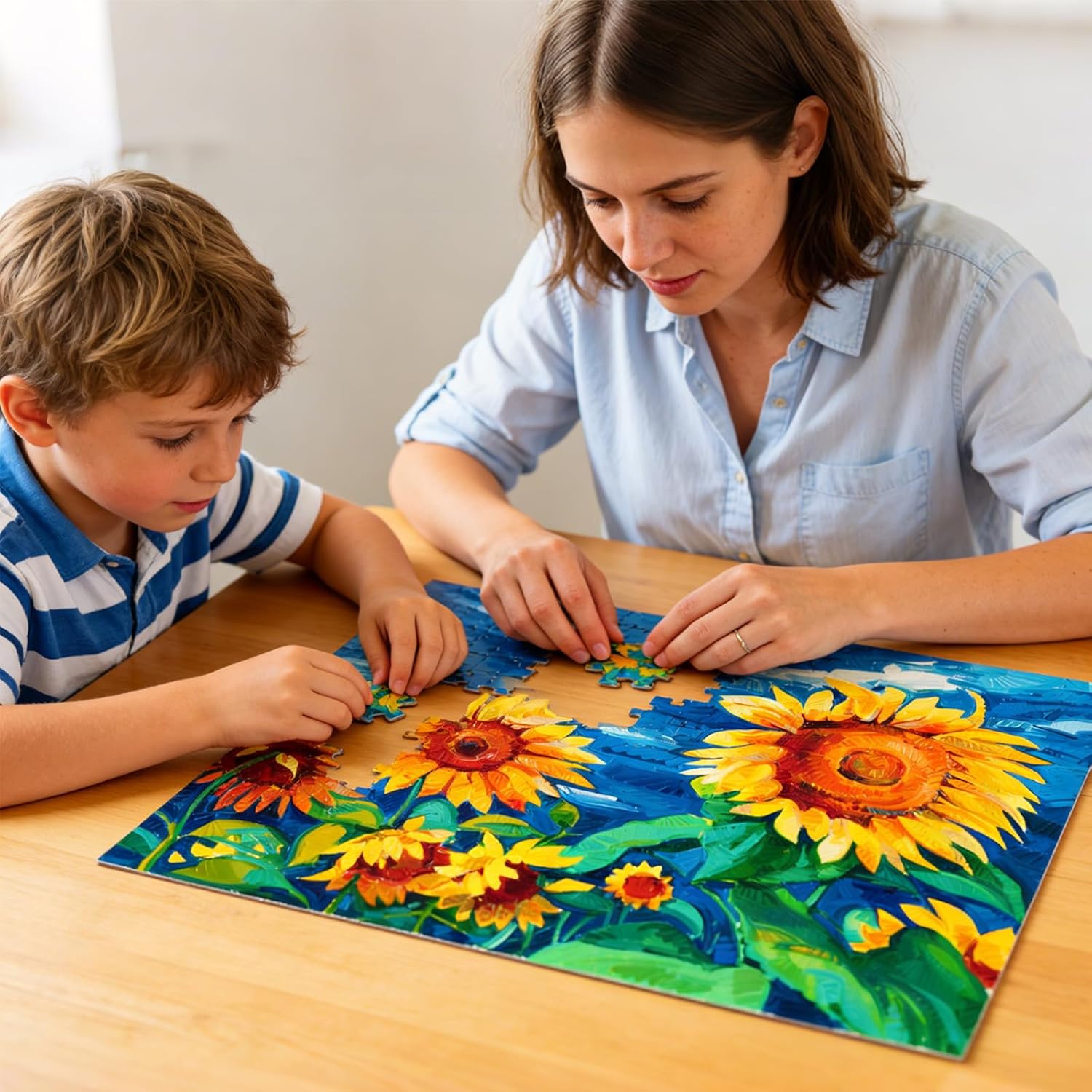 Puzzles for Adults 1000 Pieces, Sunflowers Jigsaw Puzzle, Impressionist Oil Painting Puzzle for Adults, Vibrant Fine Art Adult Puzzles, Challenging Oil Painting Wall Decor, 27.6 x 19.7 in