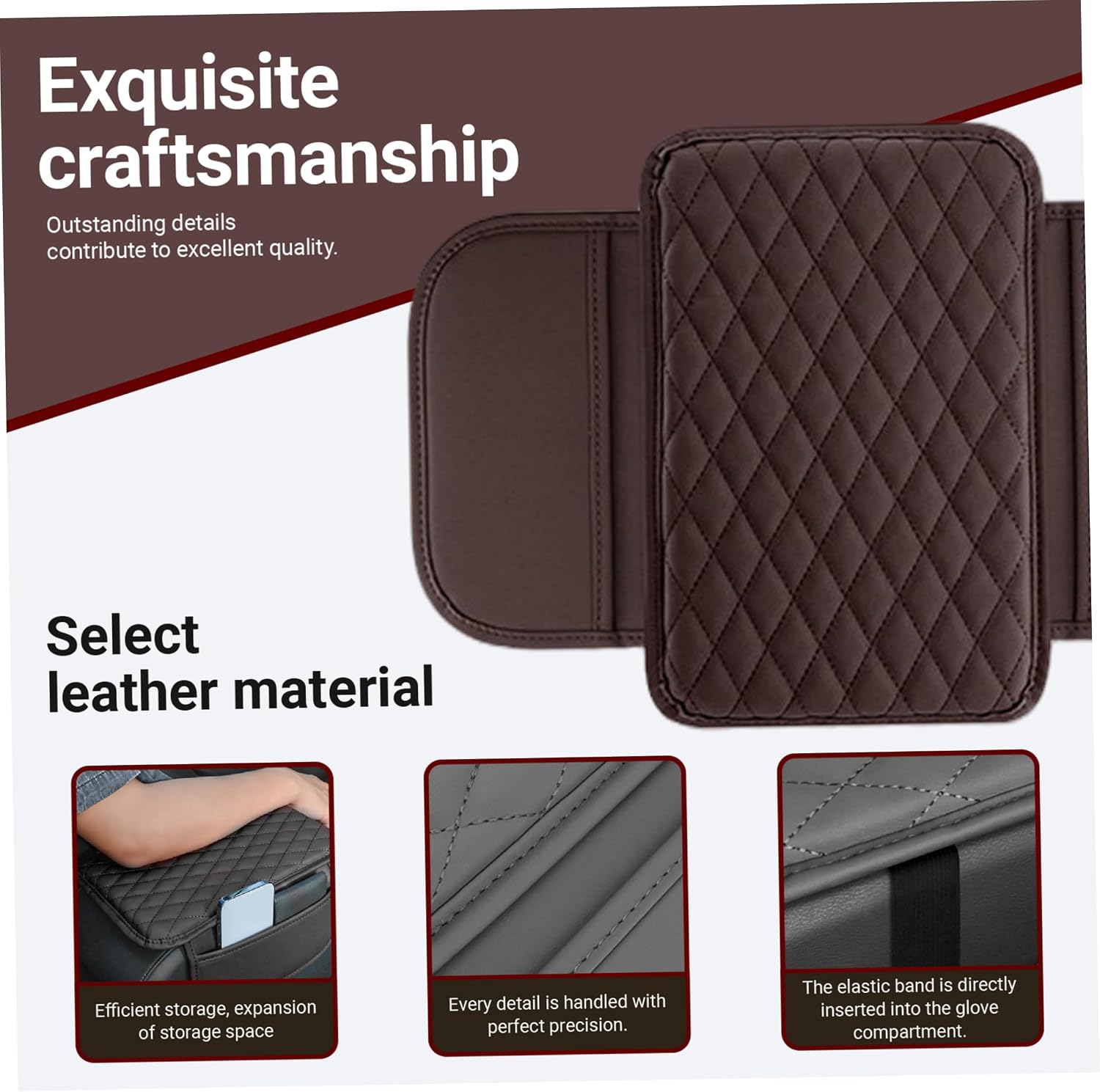 Car Center Console Cover, W/Storage Bags, Brown image 5