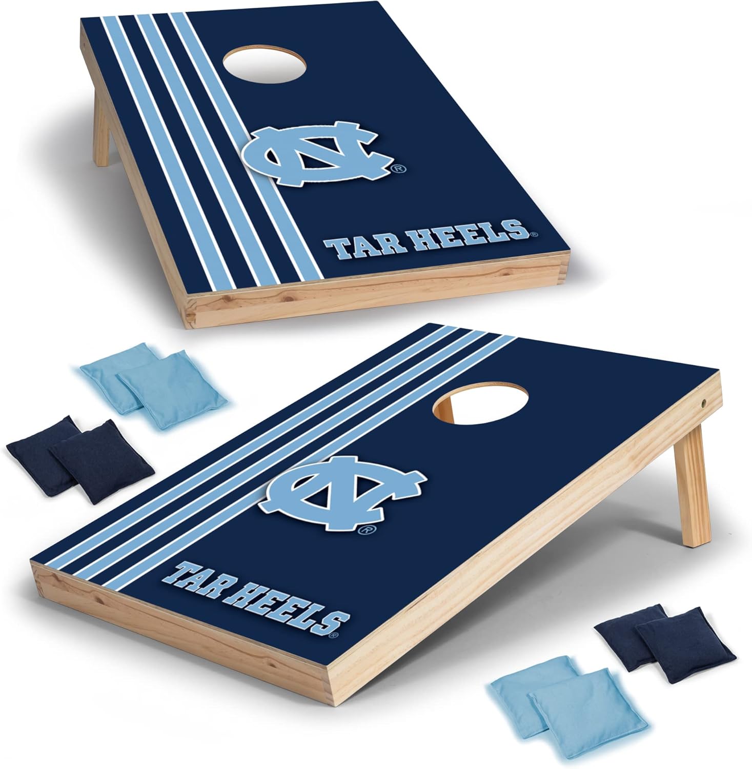 2' x 3' Solid Wood Cornhole Set with Direct Print HD Team Graphics – Great Gift for Any NCAA Fan! Bean Bag Toss Family Outdoor Games – North Carolina Tar Heels