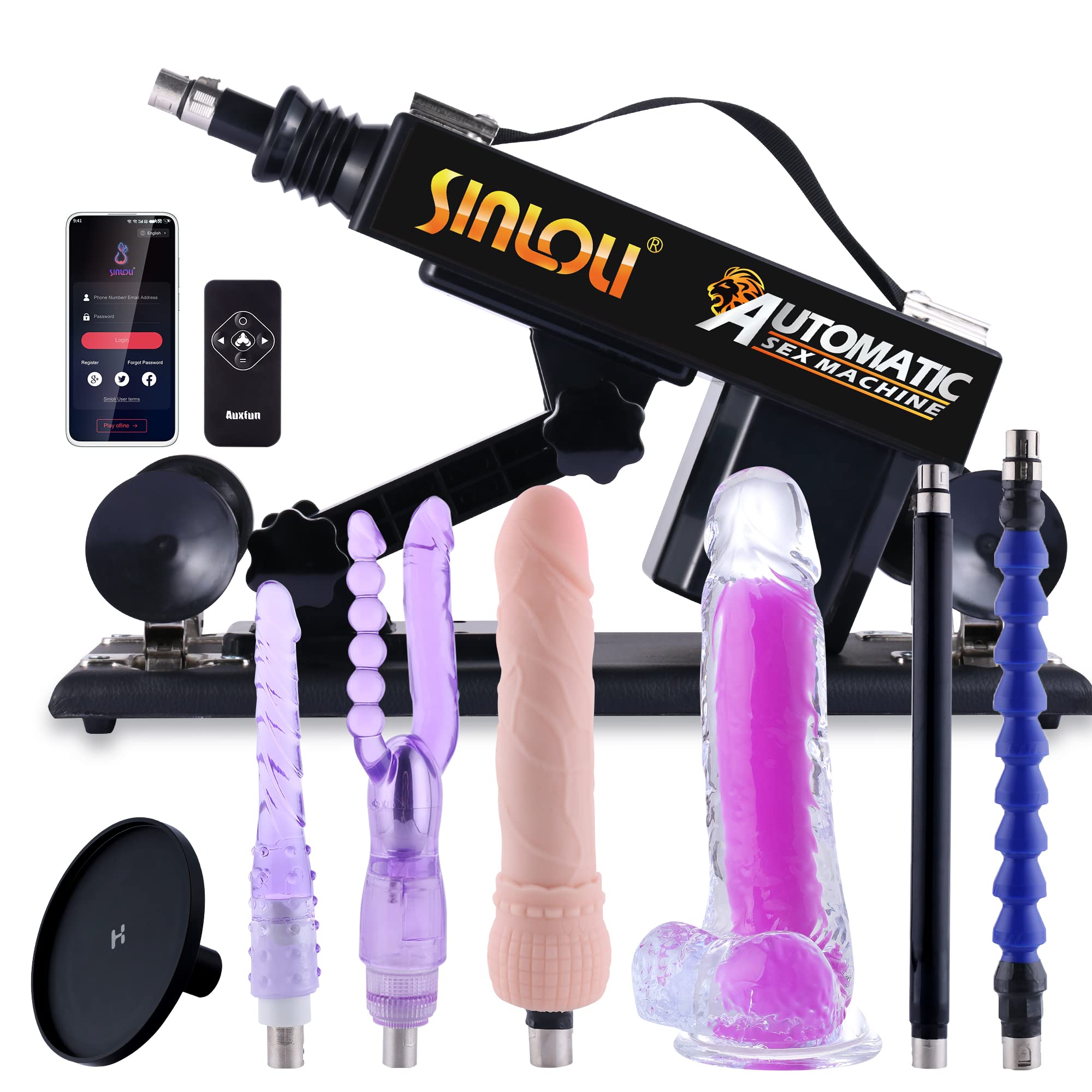 Sinloli APP Controllo Telecomando Macchina automatica del sesso Macchina del sesso per adulti Giocattolo del sesso femminile Dildo fluorescente gigante Doppie teste Giocattolo stimolatore del punt