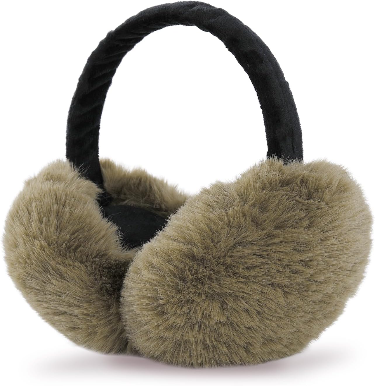 GNEGNI Women Winter Fluffy Ear Muffs, Foldable Windproof Earmuffs Adjustable Outdoor Earmuff Unisex Soft Faux Fur Ear Covers