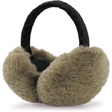 GNEGNI Women Winter Fluffy Ear Muffs, Foldable Windproof Earmuffs Adjustable Outdoor Earmuff Unisex Soft Faux Fur Ear Covers