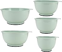 KitchenAid Classic Mixing Bowls Set of 5, 1.5-5.5 Qt Pistachio - Non-Slip Base, Pour Spout, Dishwasher Safe
