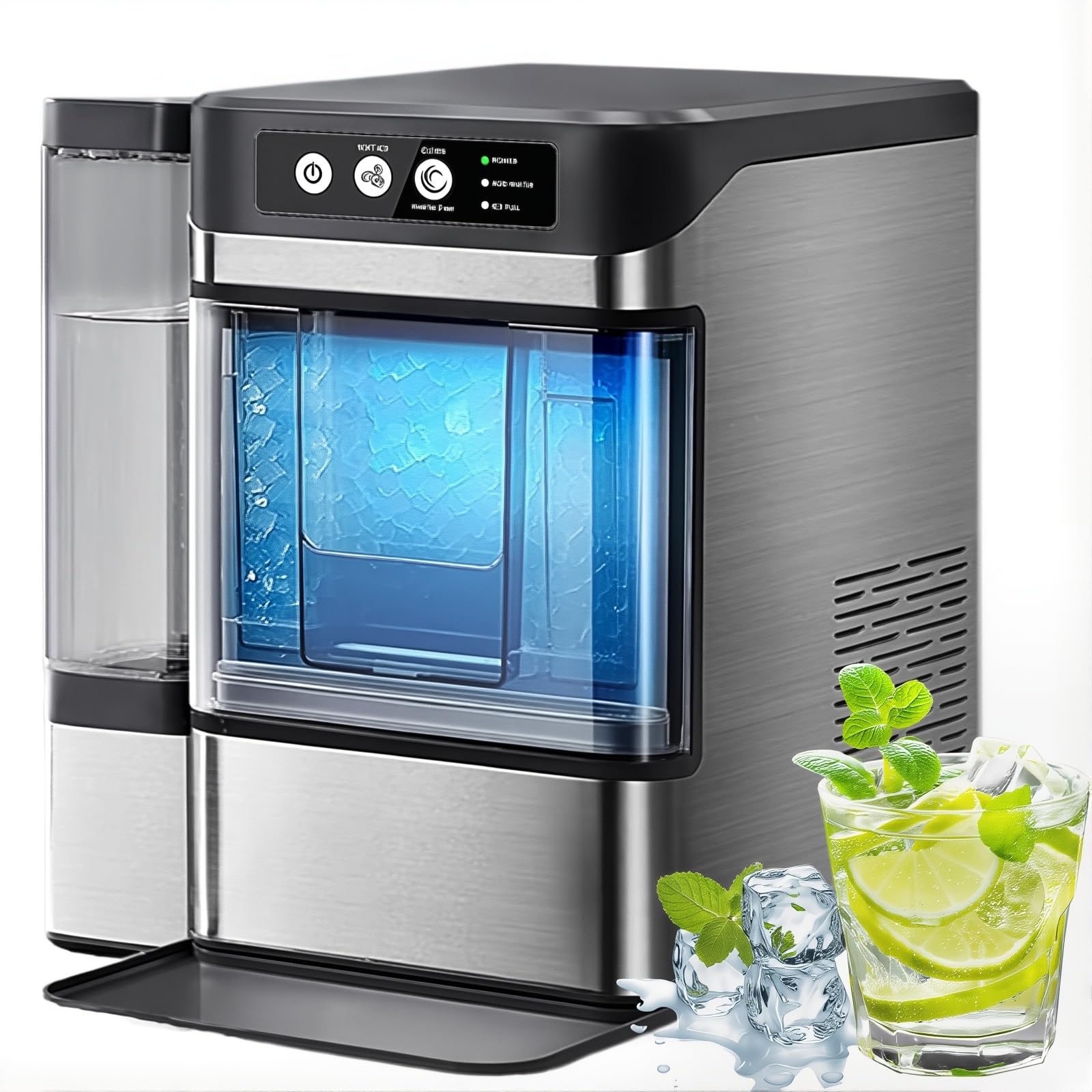 KJZQXYX 1.4L Ice Maker Machine Counter Top, Portable Ice Cube Maker Machine,with 3L Side Tank, 17Kg/24h, Self-cleaning,for Home/party/office