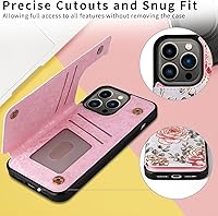 Vista 66 de UEEBAI Funda tipo cartera para iPhone 15 Pro Max con tarjetero, cubierta de cuero PU con soporte, bloqueo RFID, doble cierre magnético, relieve