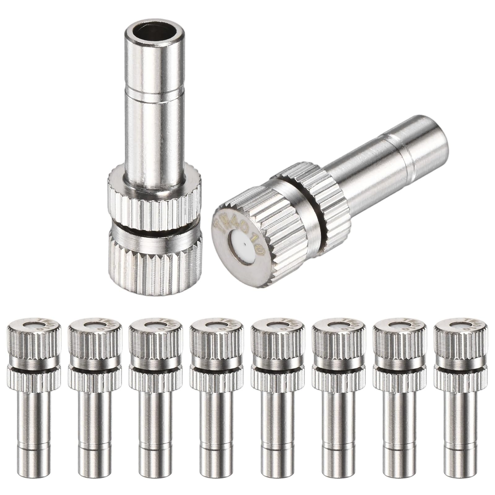 M METERXITY 10-Pack Brass Misting Nozzles, 0.016"/0.4mm Orifice Mister Replacement Heads for Outdoor Cooling System/Landscaping/Humidification/Greenhouse, 6mm Low-Pressure Fog Sprayer Nozzle