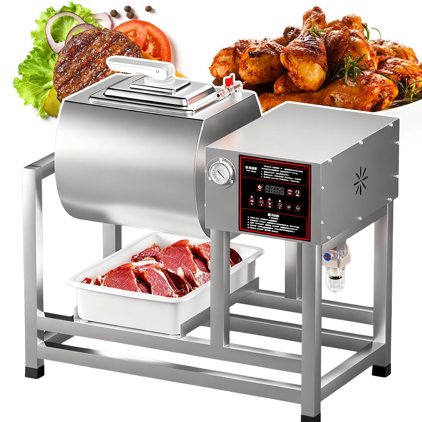 FHRKA Meat Tumbler Vacuum Marinator, 45L Vacuum Tumbler Marinator - Quick Marination in 30 Min, Smart Panel with Timer (A)