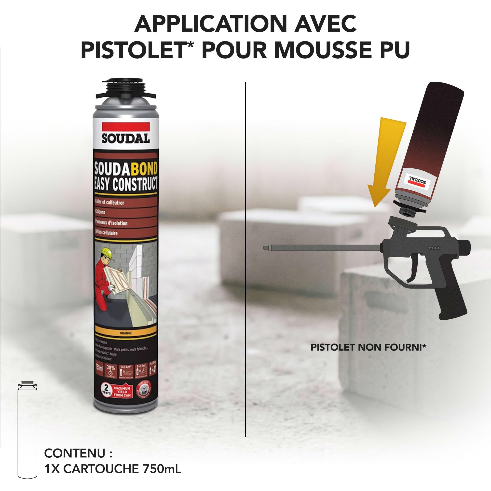 Soudal - Colle mousse PU 750 ML non-expansive SOUDABOND EASY CONSTRUCT
