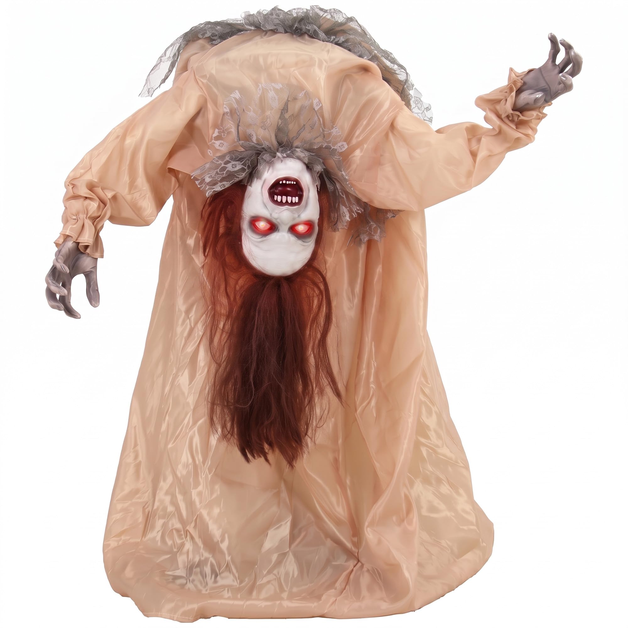 HOMCOM 100 cm Animated Halloween Broken-Back Ghost Sound/Touch Activated