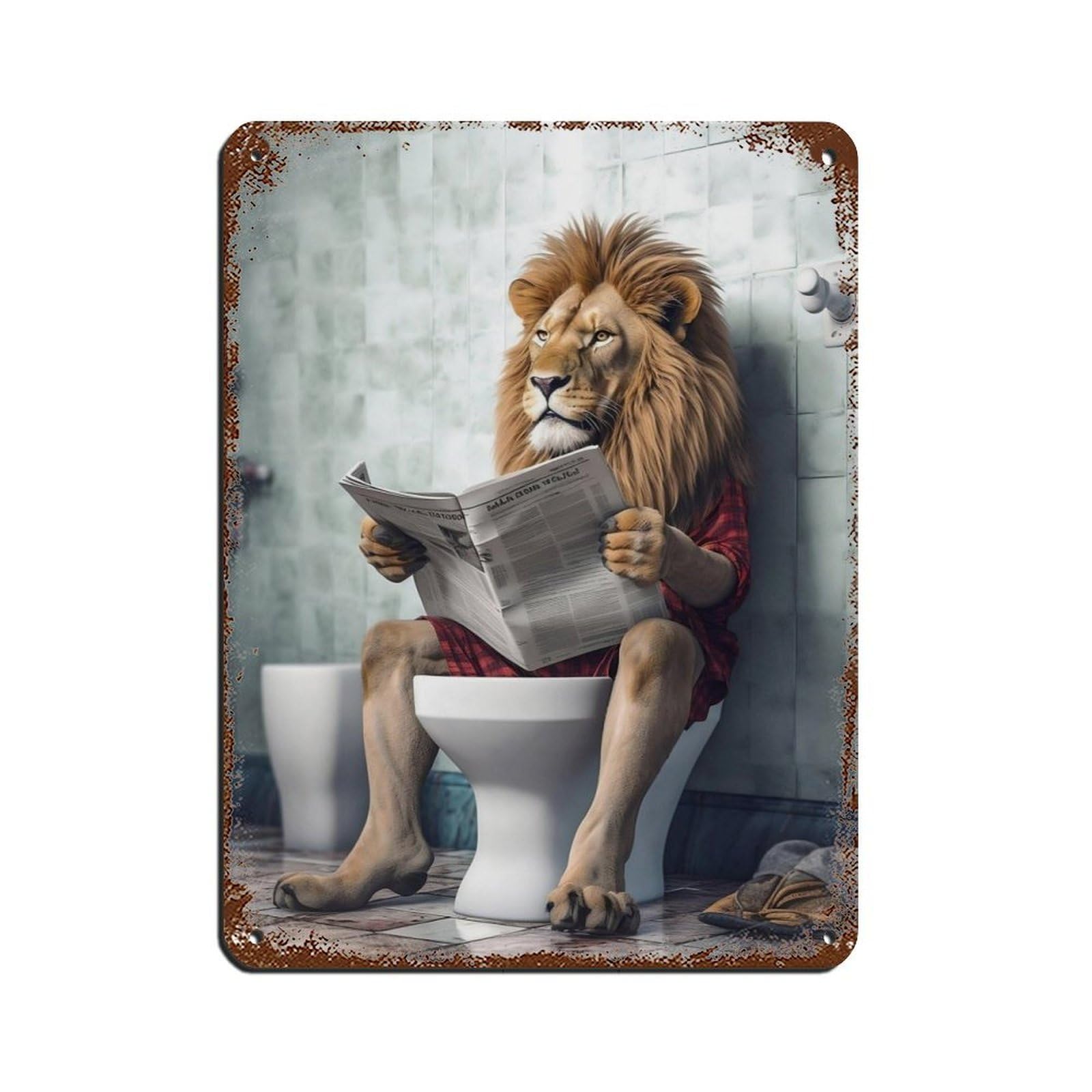 Whimsy Animal Art Lion Tin Sign Vintage Metal Pub Club Cafe Bar Home Wall Art Decoration Poster Retro 12x16inch(30x40cm)