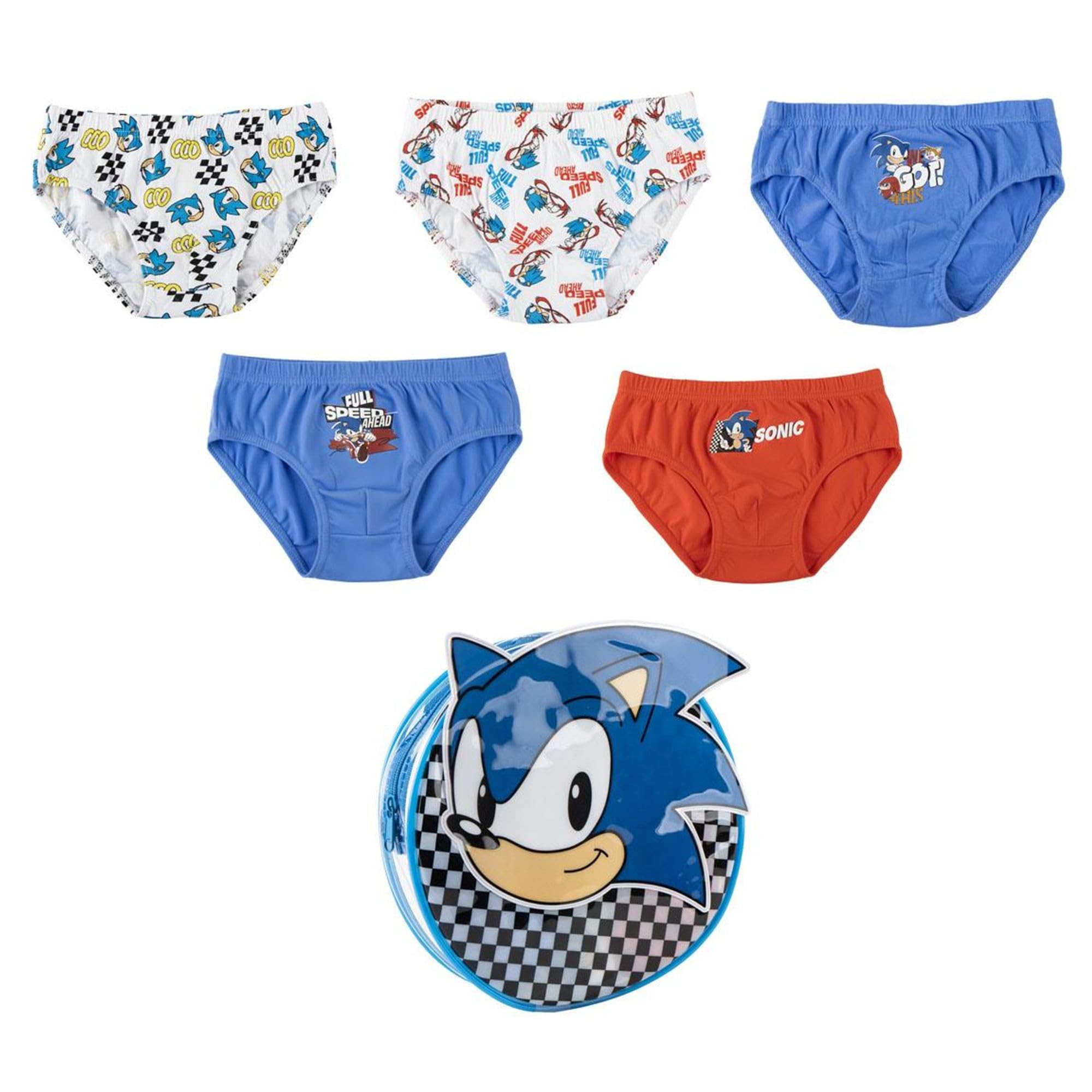 Pack 5 Calzoncillos y Neceser Sonic - Ropa Interior Niña Algodón Suave y Transpirable, Braguitas Disney Ajustables y Cómodas, 2-3 Años