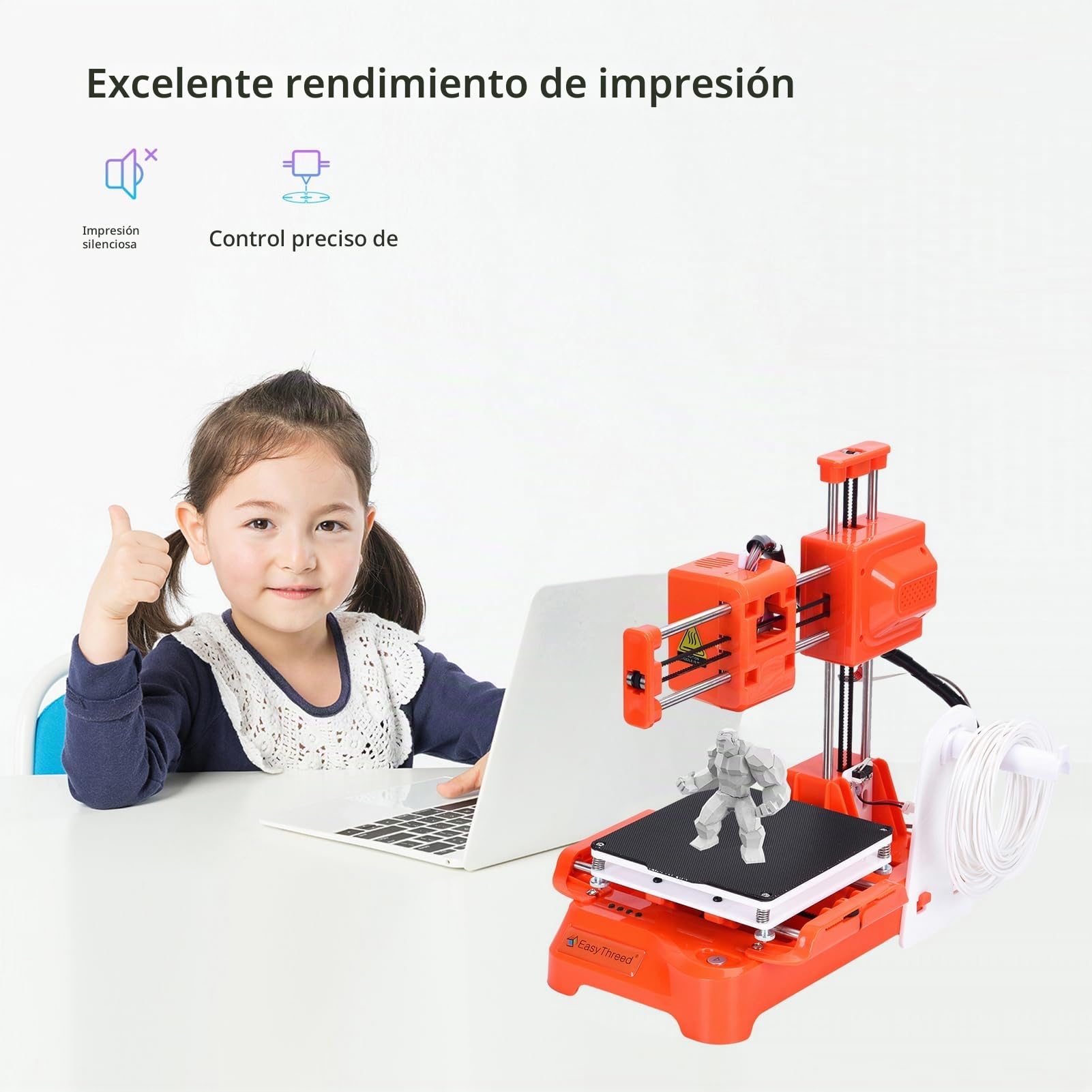 Impresora 3D para niños Mini impresora 3D de escritorio 100x100x100mm Tamaño de impresión Sin cama caliente Impresión de una sola tecla con tarjeta TF Filamento de muestra PLA para principiantes