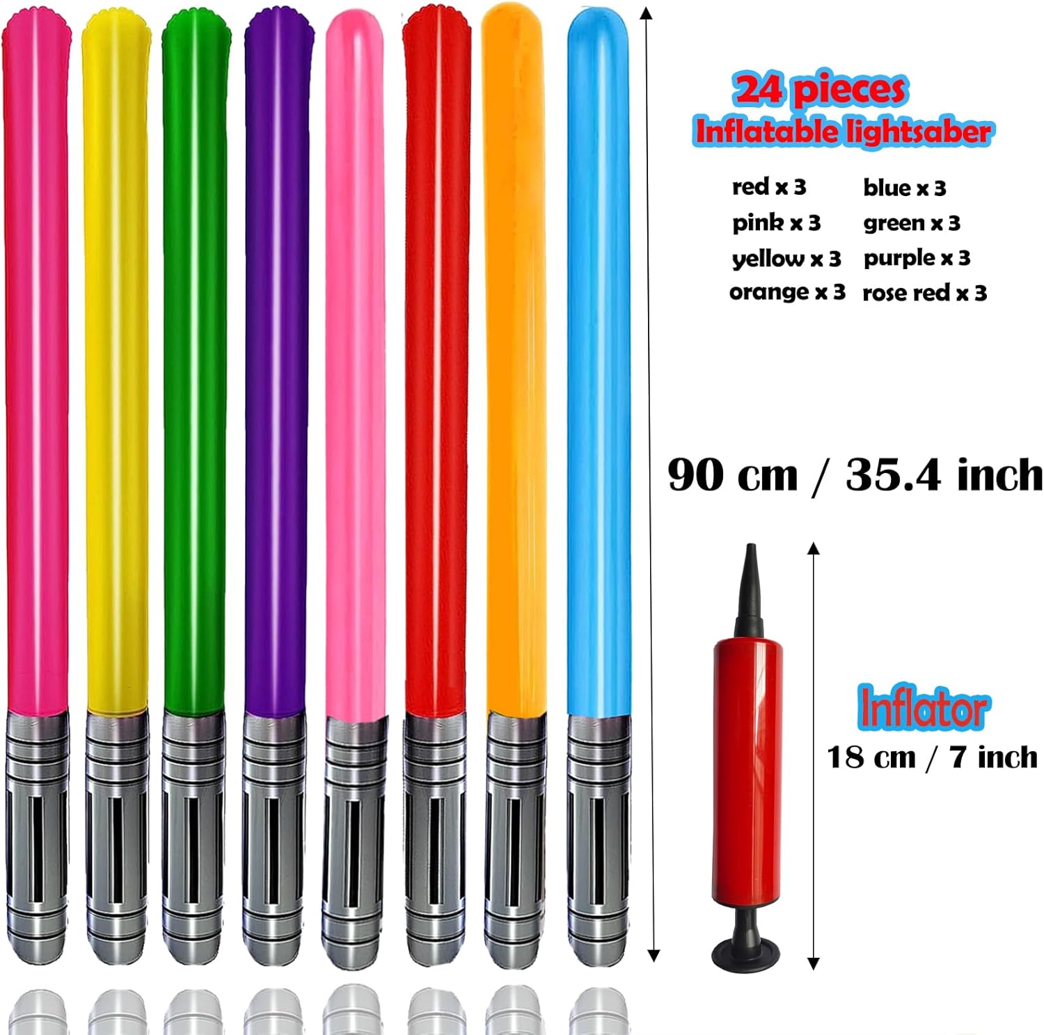 smilixin 25 Pieces Inflatable Light Saber Sword Toys,Inflatable lightsaber Swords for Star Wars Themed Party,Inflatable Sword Toys Party Bags Stocking Stuffers for Kids Cosplay Party Favors(8 Colors)