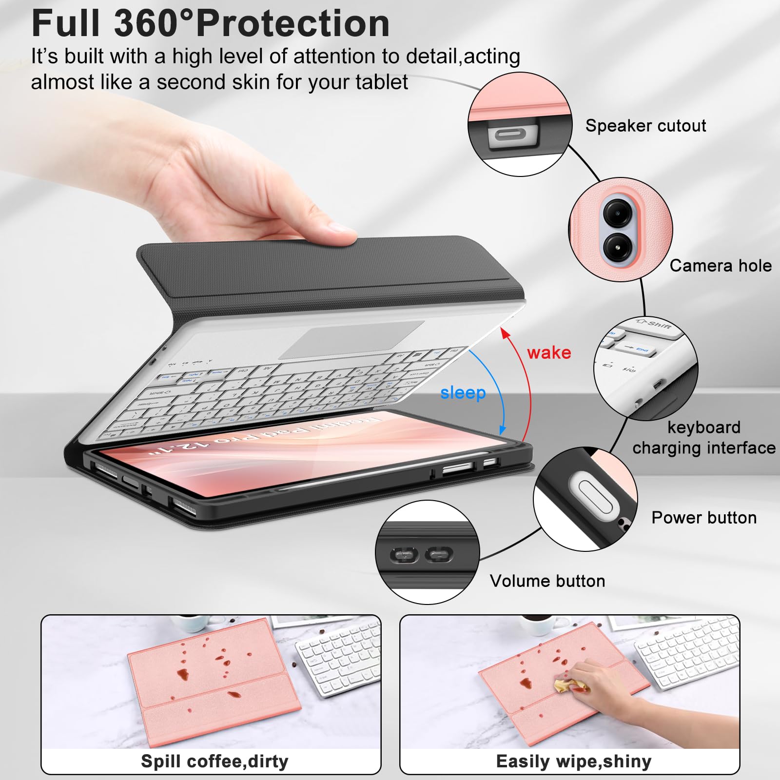 EHLCYS Touchpad Keyboard Case for Xiaomi Redmi Pad Pro 12,1 Inch 2024 Uitgebracht, Afneembaar Draadloos Toetsenbord Met 7 Kleuren Achtergrondverlichting, Magnetische Hoes Met Slanke Standaard En Muis EHLCYS Touchpad Keyboard Case for Xiaomi Redmi Pad Pro 12,1 Inch 2024 Uitgebracht, Afneembaar Draadloos Toetsenbord Met 7 Kleuren Achtergrondverlichting, Magnetische Hoes Met Slanke Standaard En Muis