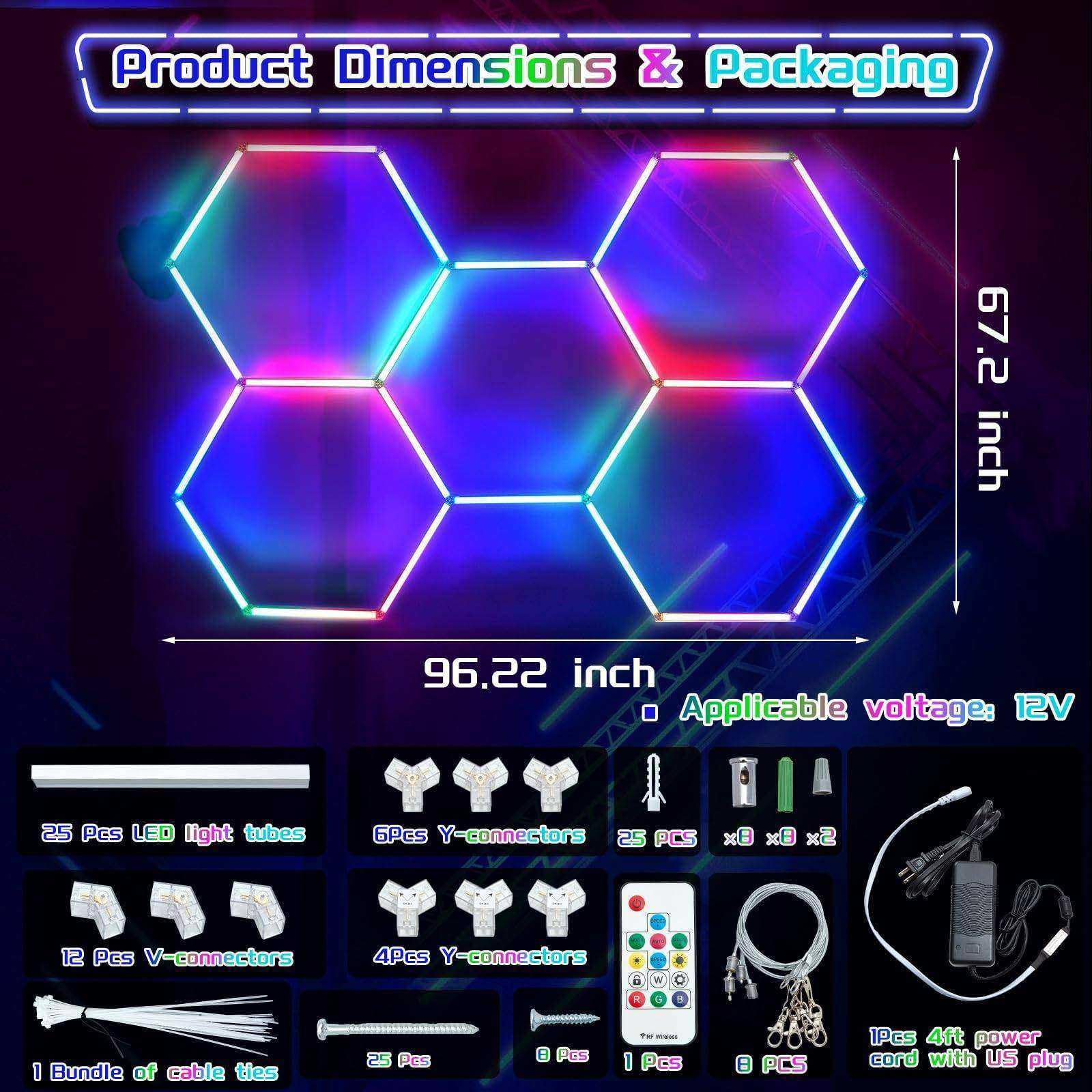 Sufitowa sześciokątna lampa garażowa LED Honeycomb Detailing Car Auto Body Repair Myjnia samochodowa Warsztat Liniowa lampa rurowa z ramą