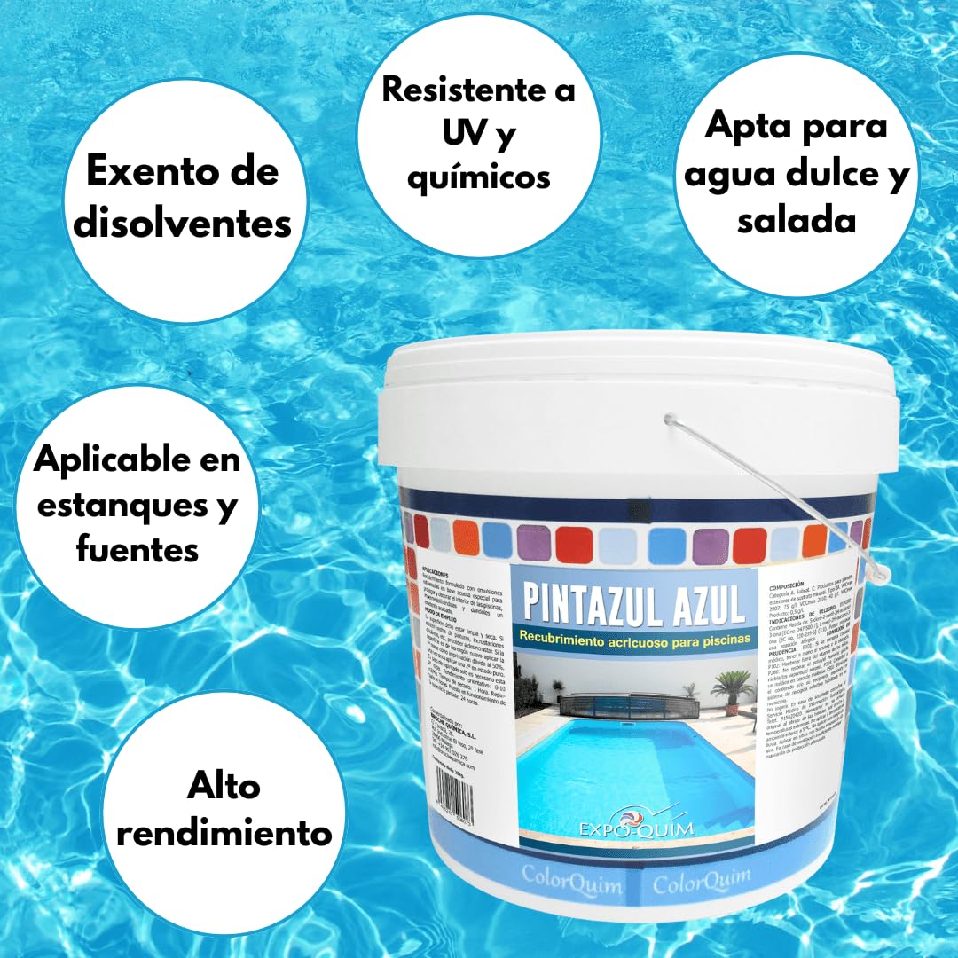 PINTURA para PISCINAS de CEMENTO al AGUA con acción IMPERMEABILIZANTE (Blanco, 25 kg) – Secado rápido, antideslizante y resistente a UV – Apta para ESTANQUES y FUENTES