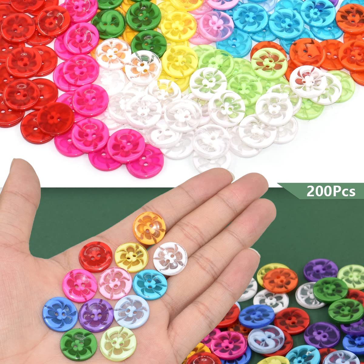 40Pcs Mixed Resin Sewing Buttons 4 Hole Craft Round Blazer Buttons Dark