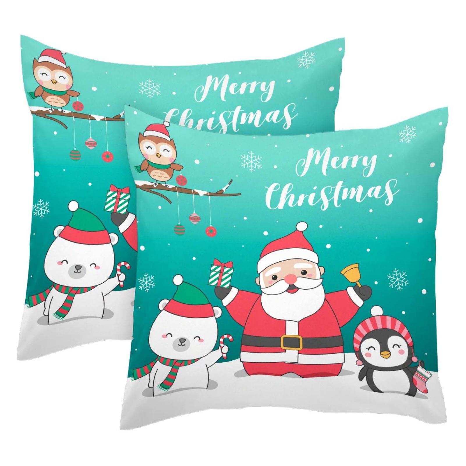 Housse coussin lombaire Noël décoration douce rectangulaire Père Noël pingouin