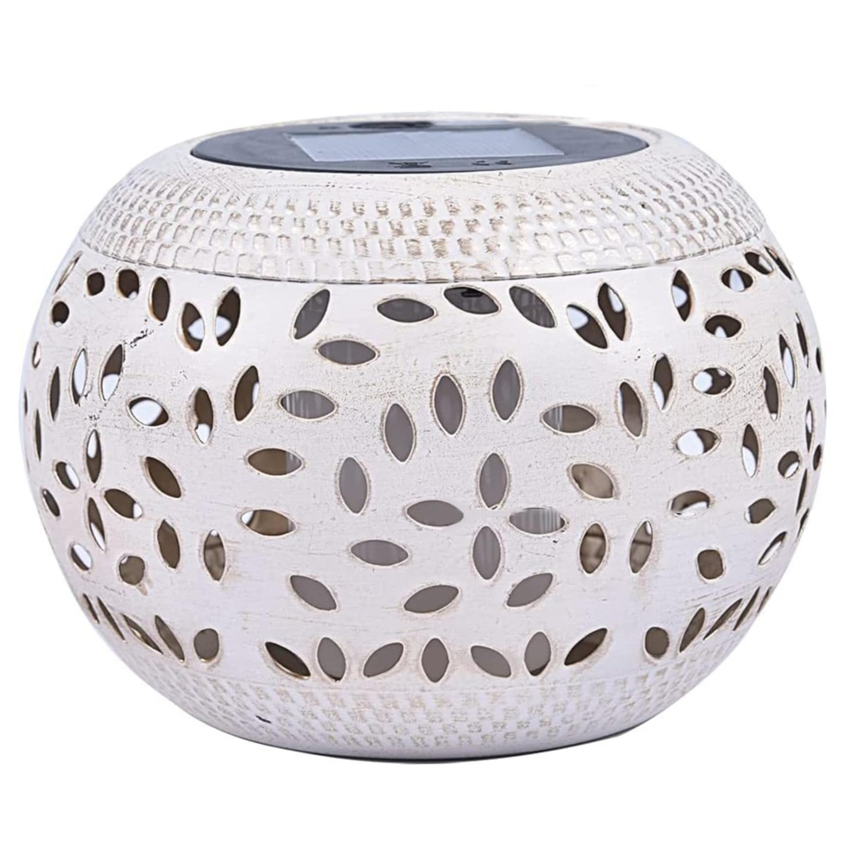 Lanterne extérieure flamme solaire en fer ronde au design rétro