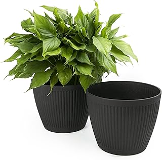 Sponsored Ad - LaDoVita Outdoor Plant Pots Set of 2 Pack, 12 Inch Large Planters for Indoor Plants, Plastic Flower Pots wi...