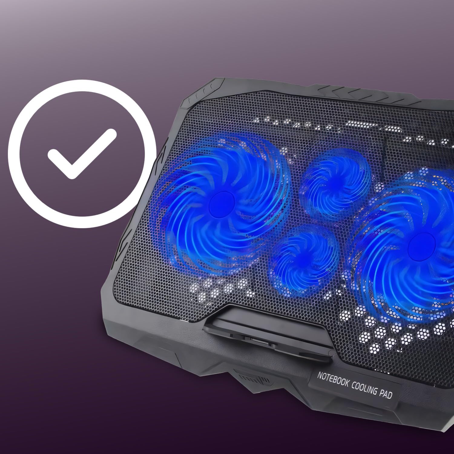 Retoo Raffreddatore per laptop con 2 porte USB 2.0 e 1,75 W, 4 ventole di raffreddamento per computer portatile con retroilluminazione a colori blu, per PC Notebook PS4, potenziometro integrato e